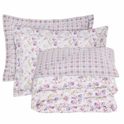 Das Home Σετ Σεντονια Υπερδιπλα Happy 9675 Ivory - Lilac Ivory - Lilac