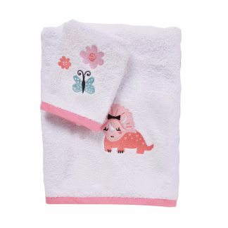 Das Baby Σετ Πετσετες 2 Τεμαχιων Κεντητες Fun 4936 Pink - White Pink - White