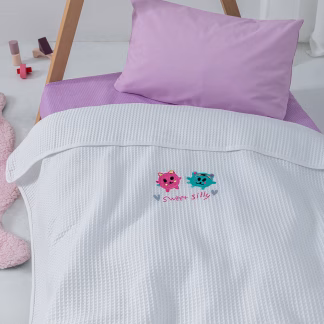 Palamaiki Κουβέρτα Πικέ Αγκαλιάς Baby Blankets 80x110 CANDY/2 WHITE