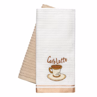 Beauty Home Ποτηρόπανα σετ 2τμχ Latte Art 8804 40x60 Μπεζ