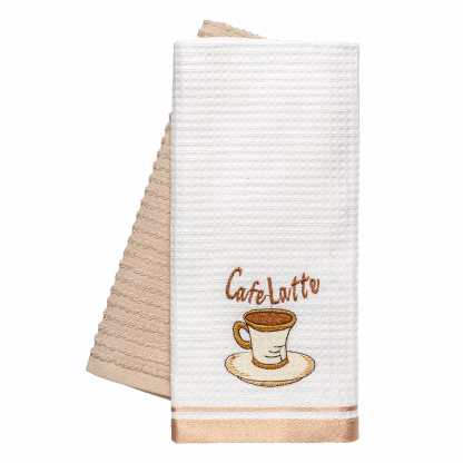 Beauty Home Ποτηρόπανα σετ 2τμχ Latte Art 8804 40x60 Μπεζ