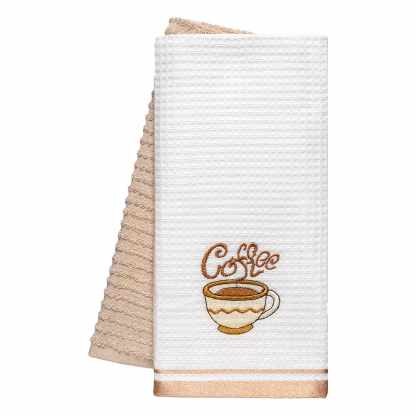 Beauty Home Ποτηρόπανα σετ 2τμχ Coffe Art 8810 40x60 Μπεζ