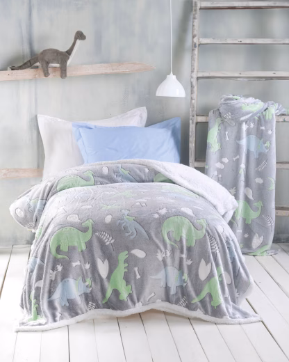 Rythmos Dinoland - Κουβερτα Παιδικη Luminus (Flannel Fleece) Ημιδιπλο (160Χ220)