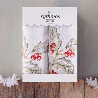 Rythmos Christmas Terry Gift Set (3 Γκι) Προσωπου (50X90) Κοκκινο