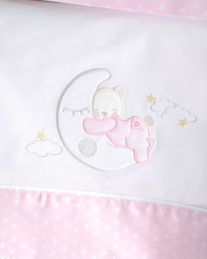 Rythmos Moon Swing Poz - Σετ Σεντονια Βρεφικα Φανελα 3 Τεμ. Με Kenthma 100X160 Ροζ