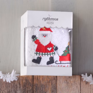 Rythmos Christmas Terry Gift Set (1 Αγιοσ Βασιλησ) Προσωπου (50X90) Λευκο