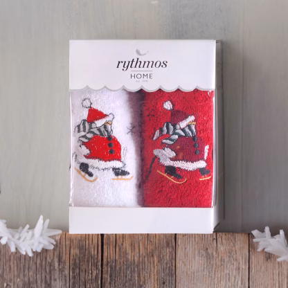 Rythmos Christmas Terry Gift Set (4 Χιονανθρωποσ) Προσωπου (50X90) Λευκο