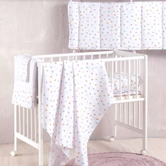 Rythmos Tiny Heart Λευκο - Σετ Παπλωματοθηκη Βρεφικη 2 Τεμ. 110Χ160
