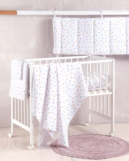 Rythmos Tiny Heart Λευκο - Σετ Παπλωματοθηκη Βρεφικη 2 Τεμ. 110Χ160
