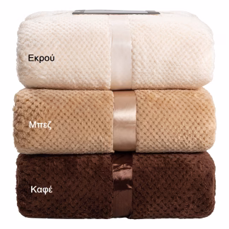 Beauty Home Κουβέρτα μονόχρωμη υπέρδιπλη Jacquard fleece 350gsmArt 11600 σε 10 αποχρώσεις 220x240  Εκρού