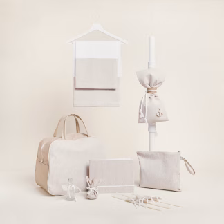 Σετ Βαπτισης Αγκυρα Ριγε Μπεζ