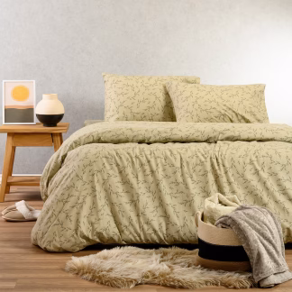 Melinen Home Σετ Σεντονια Φανελενια Μονα Poppy Pastel Olive (170X260) 170Χ260