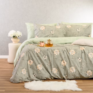 Melinen Home Σετ Σεντονια Υπερδιπλα (Λ) Gianna Grey/Aqua Casual Line (160Χ200+32) 235Χ270