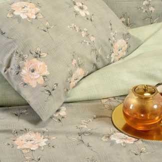 Melinen Home Σετ Μαξιλαροθηκεσ (Π) Gianna Grey/Aqua Casual Line (50X70) 50Χ70
