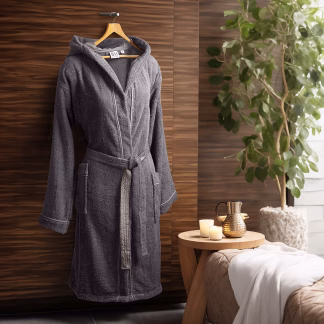 Beauty Home Μπουρνούζι με κουκούλα Art 3428 Ανθρακί S