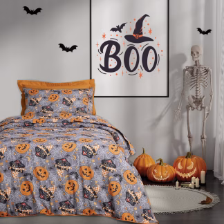 Das Kids Σετ Παπλωματοθηκη Μονη 4968 Grey - Orange Grey - Orange