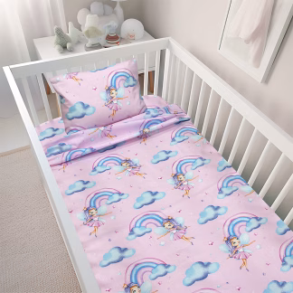 LINO BEBE ΣΕΤ ΣΕΝΤΟΝΙΑ ENHANCED RAINBOW PINK 120X180