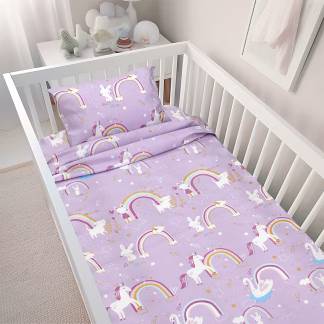 LINO BEBE ΣΕΤ ΣΕΝΤΟΝΙΑ RAINBOW GALLOP LILAC 120X180 LINO BEBE ΣΕΤ ΣΕΝΤΟΝΙΑ RAINBOW GALLOP LILAC 120X180