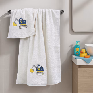 LINO Σετ Πετσέτες Παιδικές 2τμχ (50x90,70x140) Trattore Λευκό