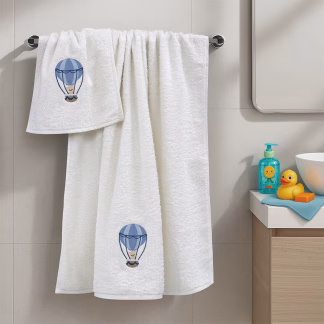 LINO Σετ Πετσέτες Παιδικές 2τμχ (50x90,70x140) Paloncino Λευκό/Μπλε