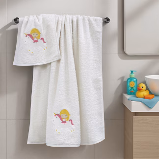 LINO Σετ Πετσέτες Παιδικές 2 τμχ (50x90,70x140) Corno Λευκό