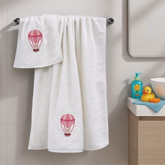 LINO Σετ Πετσέτες Παιδικές 2 τμχ (50x90, 70x140) Paloncino Λευκό/Ροζ