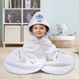 LINO Κάπα Βρεφική (75x75) Paloncino Λευκό/Μπλε