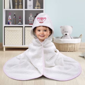 LINO Κάπα Βρεφική (75x75) Paloncino Λευκό/Ροζ