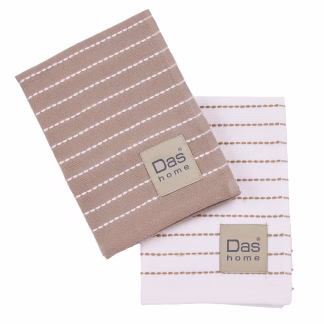 Das Home Σετ Ποτηροπανα 2Τμχ 30Χ50 0825 Taupe - White Taupe - White