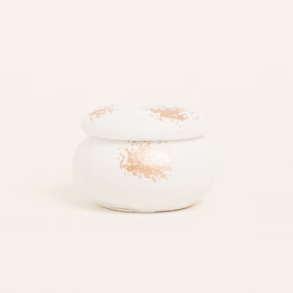 Κεραμικη Μπιζουτιερα Μακαρον Με Χρυση Λεπτομερεια 6,5 X 5 Cm Λευκο / Χρυσο