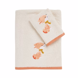 Das Baby Σετ Πετσετεσ 2 Τεμαχιων Κεντητεσ Fun 4978 Ivory - Teracotta Ivory - Teracotta