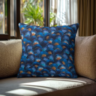 Beauty Home Μαξιλαροθήκη ΚΥΜΑΤΑ ΜΠΛΕ / ΧΡΥΣΟ   40 x 40 cm