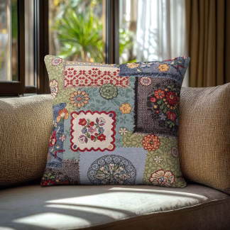 Beauty Home Μαξιλαροθήκη Folklore Jeans Patch   40 x 40 cm