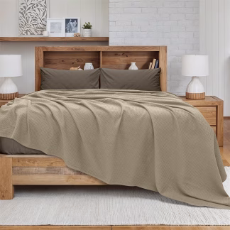 LINO Κουβέρτα Υπέρδιπλη (220x240) Πικέ Cocoon Μόκα