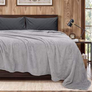 LINO Κουβέρτα Υπέρδιπλη (220x240) Fleece Napnest Ανοιχτό Γκρι