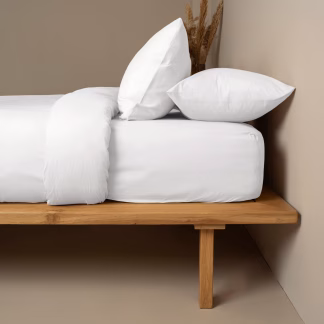 Sunshine Σετ Σεντόνια Cotton Feelings 100 White Διπλό με λάστιχο (150x205+30)