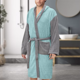 LINO Μπουρνούζι με κουκούλα Medium Revel Μέντα