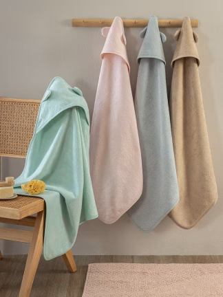 Σετ Μπουρνουζοπετσέτες Με Κουκούλα Baby Bath 75x75 ROBIN (2) ROSE