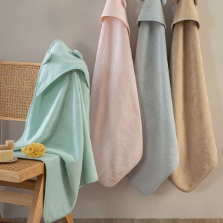 Palamaiki Σετ Μπουρνουζοπετσέτες Με Κουκούλα Baby Bath 75x75 ROBIN (2) BEIGE