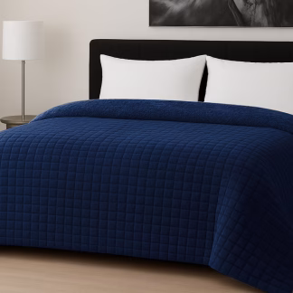 Κουβερτοπάπλωμα Le Blanc Flannel Comfort Υπέρδιπλο 220Χ240 700gsm RIB CUT Navy