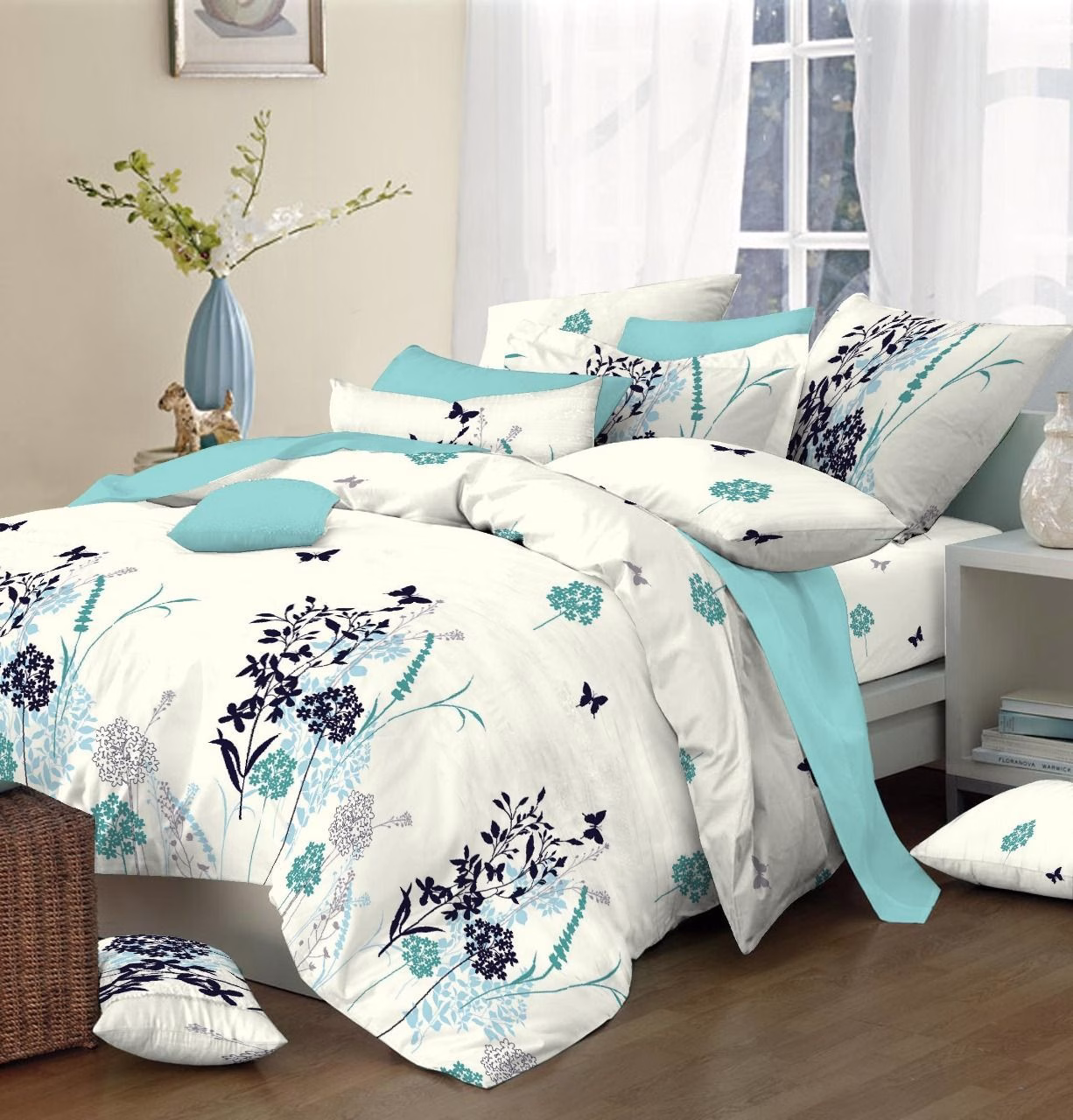 Σετ Σεντόνια Cotton Line Printed PRIMAVERA PETROL Μονά 160x240 Σετ Σεντόνια Cotton Line Printed PRIMAVERA PETROL Μονά 160x240