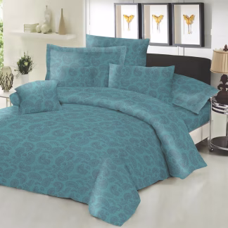 Σετ Σεντόνια ΚΟΜΒΟΣ Cotton Line Printed Lahor Petrol Μονά με λάστιχο 100x200+22 Σετ Σεντόνια ΚΟΜΒΟΣ Cotton Line Printed Lahor Petrol Μονά με λάστιχο 100x200+22