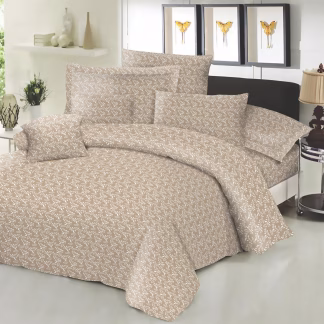 Σετ Σεντόνια ΚΟΜΒΟΣ Cotton Line Printed Fern Grey Beige με λάστιχο 100x200+22 Σετ Σεντόνια ΚΟΜΒΟΣ Cotton Line Printed Fern Grey Beige με λάστιχο 100x200+22