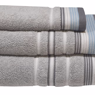 Πετσέτα ΚΟΜΒΟΣ Satin Stripe Πεννιέ 450γρ/m2 100% Cotton Σώματος Grey 70x140 Πετσέτα ΚΟΜΒΟΣ Satin Stripe Πεννιέ 450γρ/m2 100% Cotton Σώματος Grey 70x140