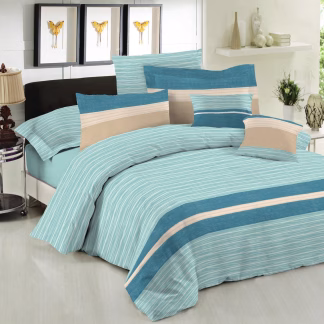 Σετ Κουβερλί Le Blanc Premium Cotton 100% Brooklyn Aqua Υπέρδιπλο 220x240
