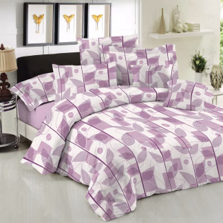 Σετ Κουβερλί Le Blanc Premium Cotton 100% Leaves Lilac Υπέρδιπλο 220x240