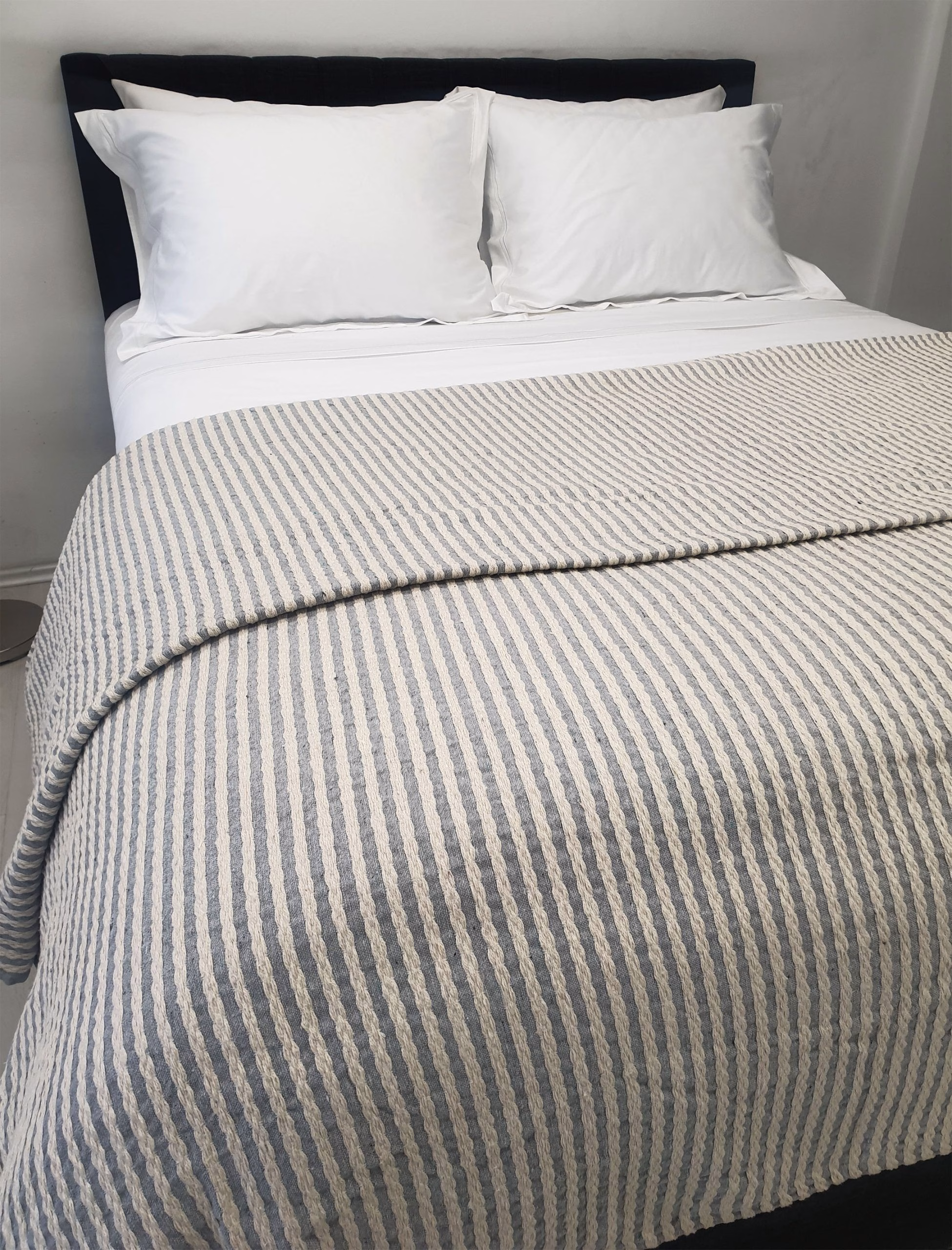 Κουβέρτα Υφαντή Βαμβακερή Ινδίας Natural - Light Grey Μονή 170x250 Κουβέρτα Υφαντή Βαμβακερή Ινδίας Natural - Light Grey Μονή 170x250