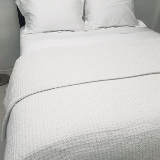 Κουβέρτα Υφαντή ΚΟΜΒΟΣ Βαμβακερή Ινδίας White - White Μονή 170x250