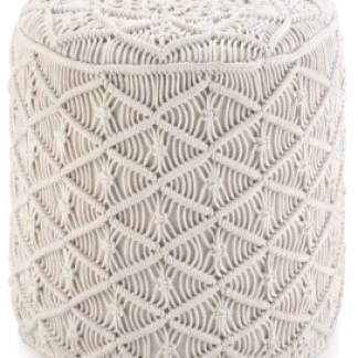 Πουφ Macrame ΚΟΜΒΟΣ Cotton 100% με εσωτερικη γέμιση Thermocol Sheet 40x40x40 Natural