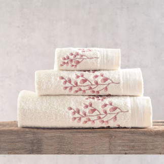 Rythmos Juliet Εκρου-Ροζ - Σετ Πετσετεσ 3Τεμ. Σετ 3 Τεμαχιων (30X50, 50X90, 80X150) Συσκευασια Κουτιου